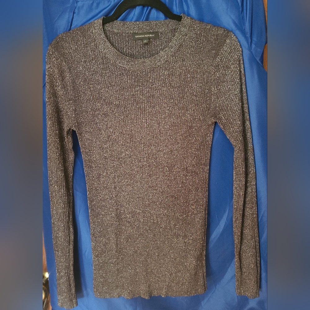 Women's Banana Republic Black Glitter Shirt, Size S